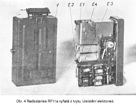 Obr. 4 Radiostanice RF11a vyat z krytu. Umstn elektronek.